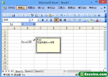 Excel2003输入批注