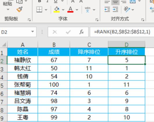 Excel隐藏函数rank_排序的好帮手